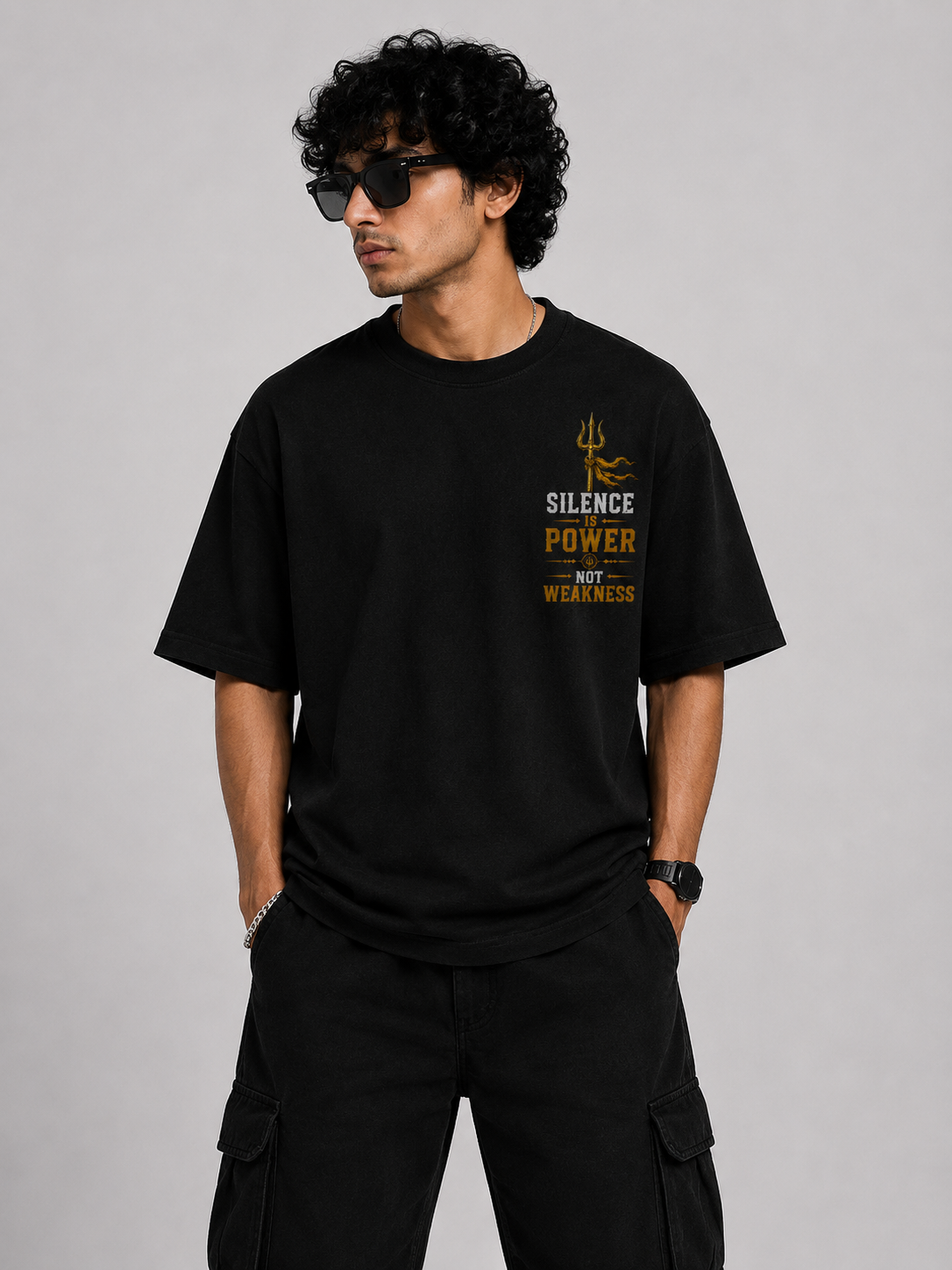 StitchVaults™ Silence Is Power Not Weakness Oversized T-Shirt – Mahadev Legacy™ - Image 2
