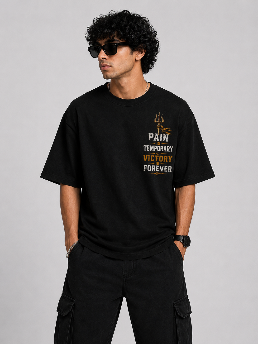 StitchVaults™ Pain Is Temporary Victory Is Forever Oversized T-Shirt – Mahadev Legacy™ - Image 2