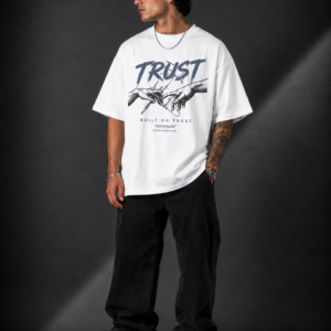 TRUST™ Oversized Graphic Streetwear Tee – White Edition