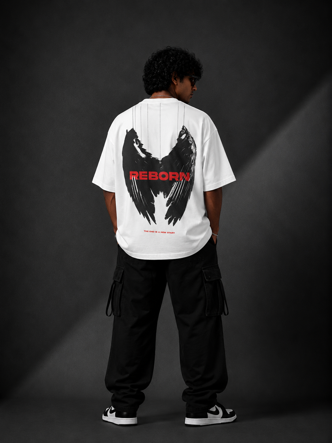 REBORN™ Oversized Graphic Streetwear Tee – White Edition - Image 3