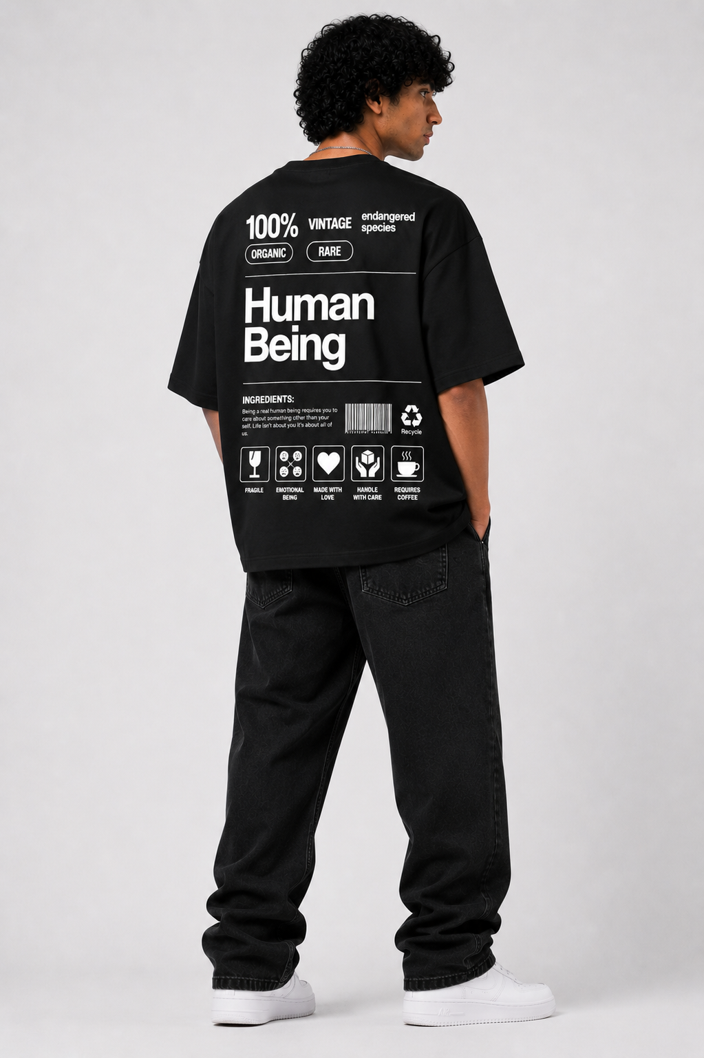 StitchVaults™ Human Being Minimal Oversized Graphic T-Shirt for Men - Image 4