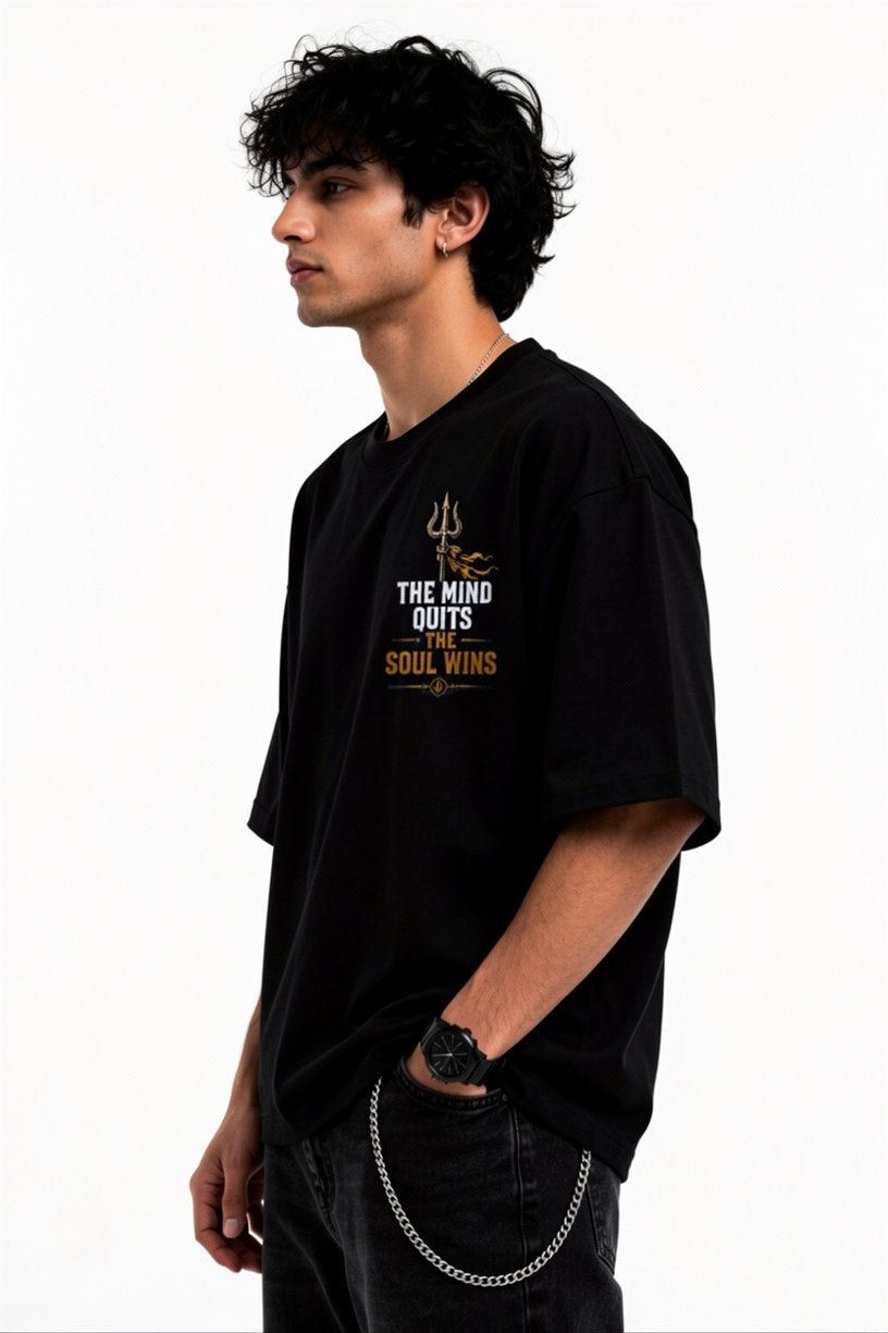 StitchVaults™ The Mind Quits The Soul Wins Oversized Graphic T-Shirt - Image 3