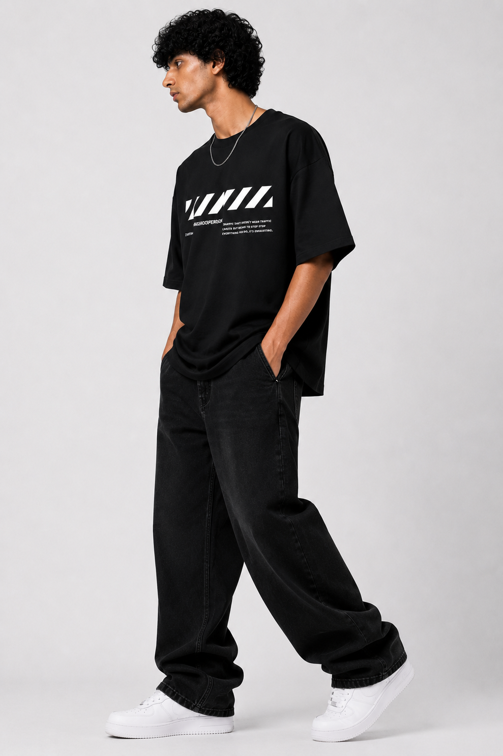 StitchVaults™ Human Being Minimal Oversized Graphic T-Shirt for Men - Image 3