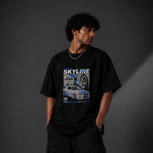 Skyline Drift Oversized Graphic T-Shirt – Black