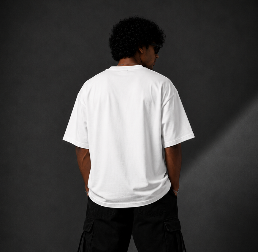 NEVER LET THE DEVIL WIN™ Oversized Graphic Streetwear Tee – White Edition - Image 2