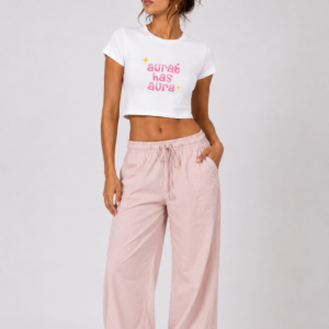 Aurat Has Aura Women’s White Graphic Crop Top by StitchVaults™