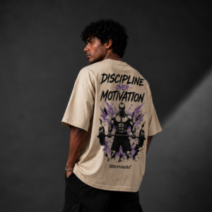 StitchVaults™ Discipline Over Motivation Oversized Gym T-Shirt for Men