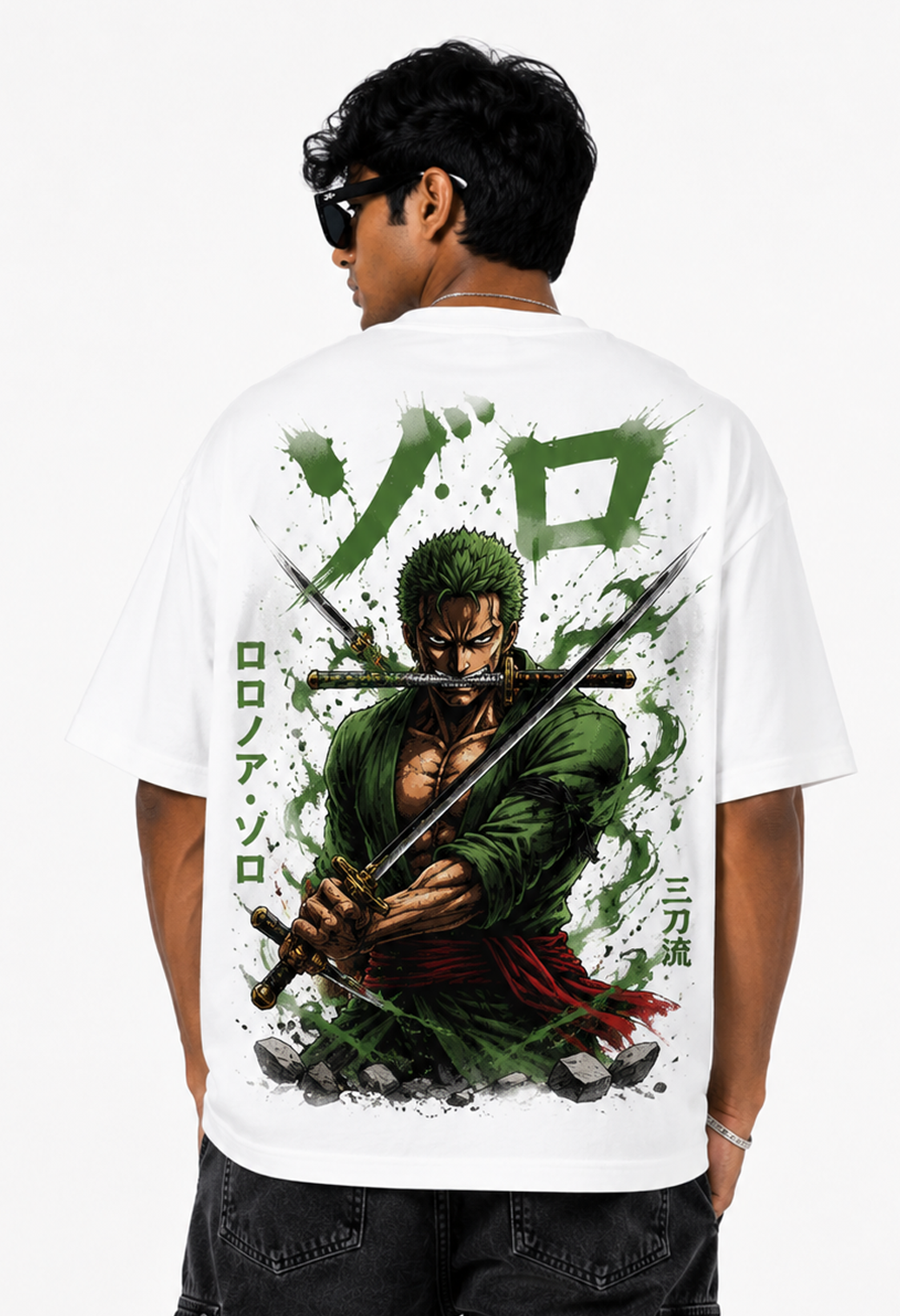 StitchVaults™ Zoro Shadow Warrior Oversized Anime T-Shirt for Men