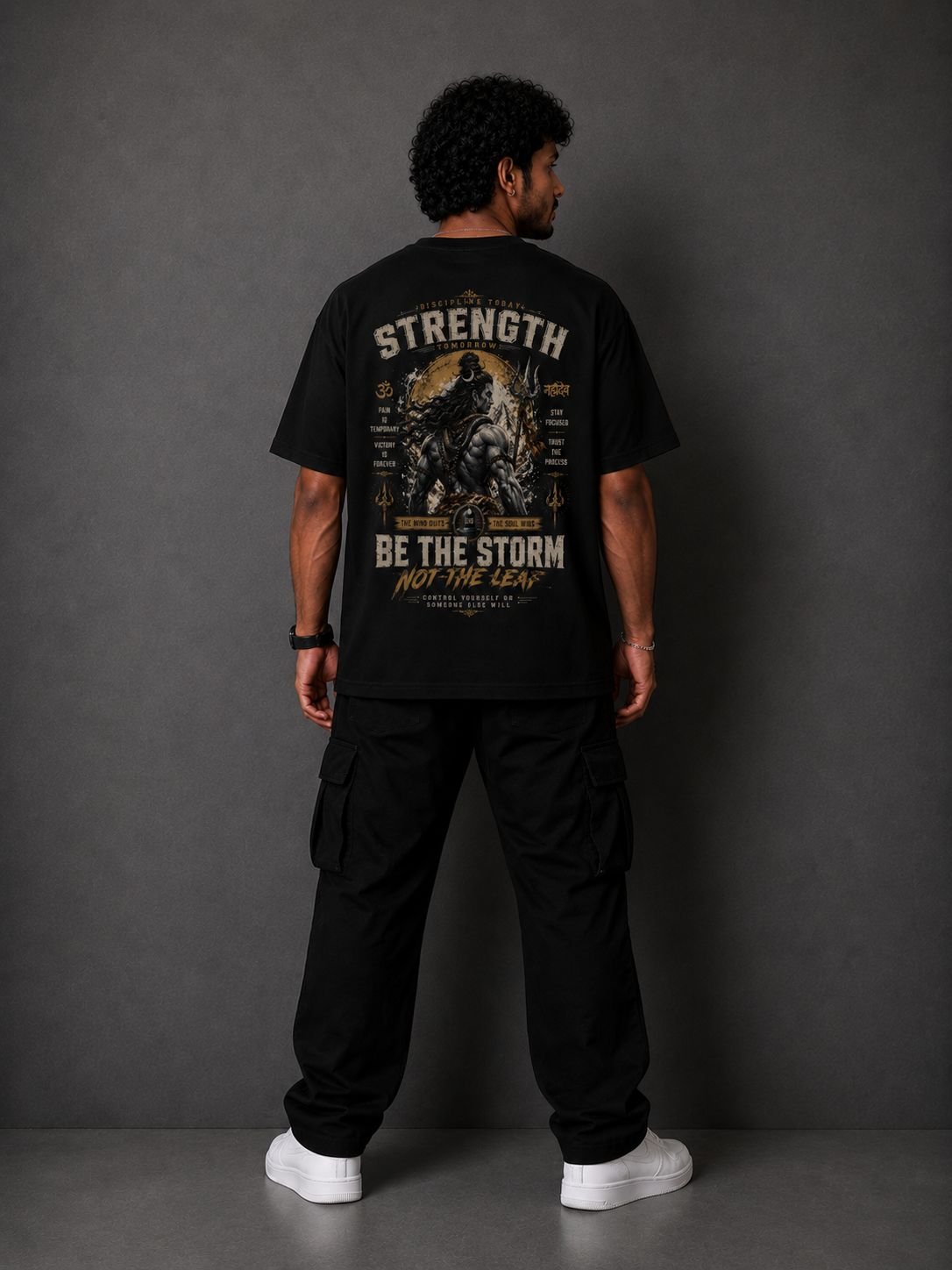 Mahadev "Be The Storm" Oversized Graphic T-Shirt – Black Streetwear - Image 4