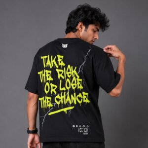 Akoom Black Oversized Unisex T-Shirt | Neon Graphic Streetwear Tee