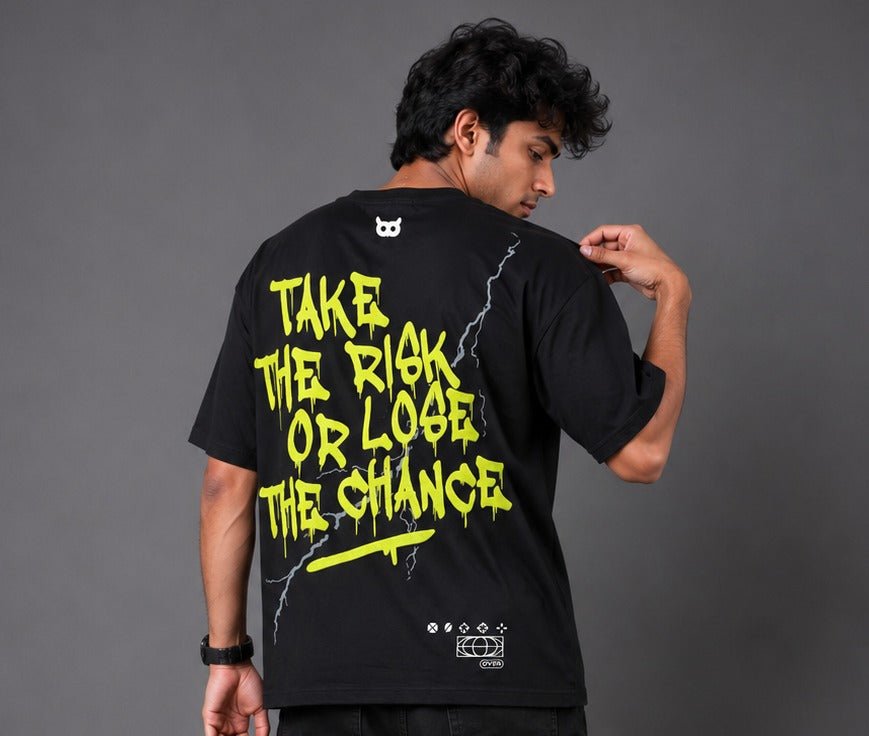Akoom Black Oversized Unisex T-Shirt | Neon Graphic Streetwear Tee