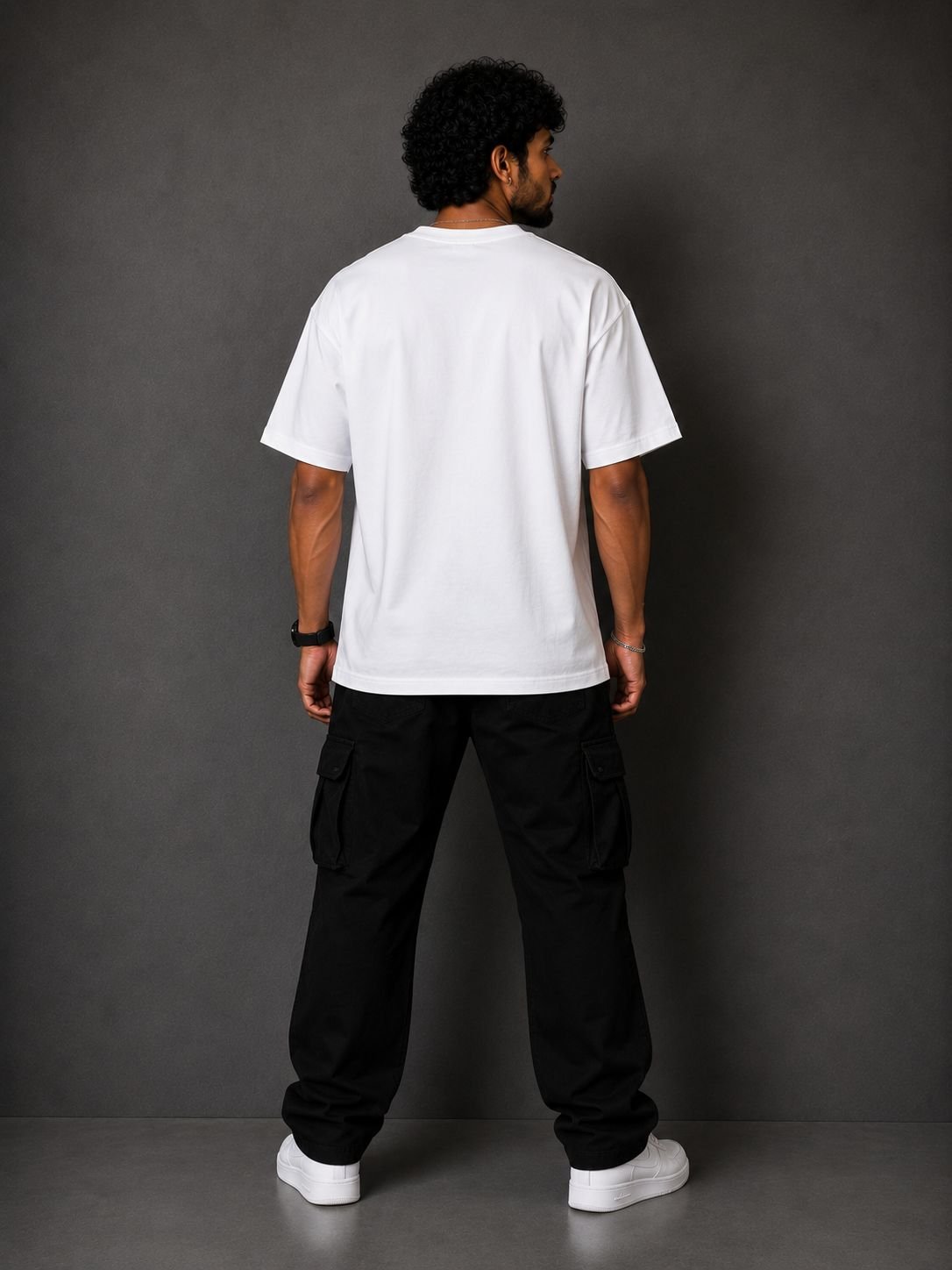 Lord Shiva Meditating Oversized Graphic T-Shirt - Divine White - Image 3