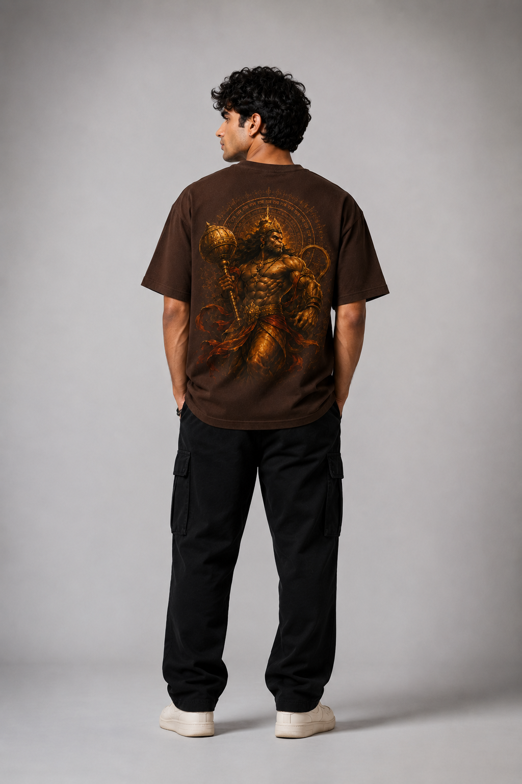 StitchVaults™ Mahabali Hanuman Oversized Spiritual Graphic T-Shirt for Men - Image 3