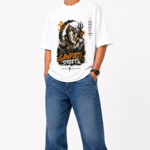 StitchVaults™ Ganpati Street Oversized Graphic T-Shirt – GANESHA LEGACY™ Collection | Premium Cotton