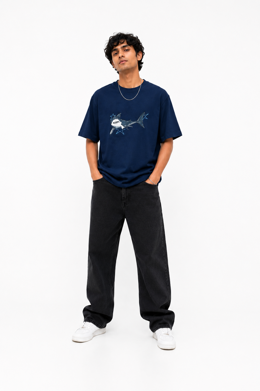 StitchVaults™ Lone Shark Oversized Graphic T-Shirt