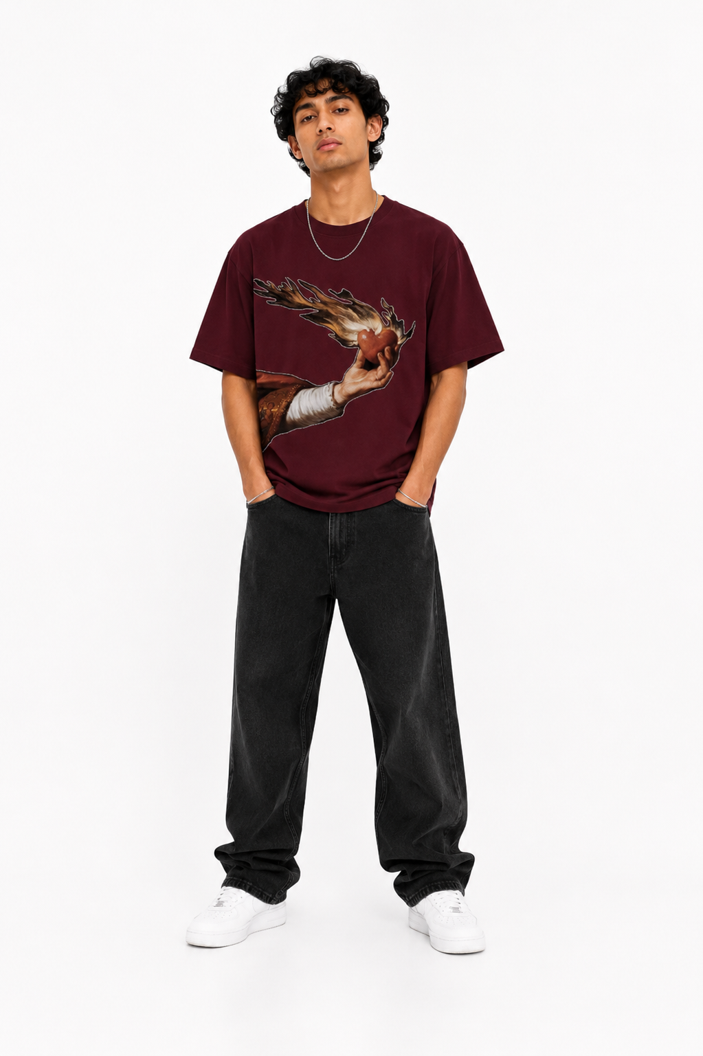 StitchVaults™ Burning Heart Oversized Graphic T-Shirt