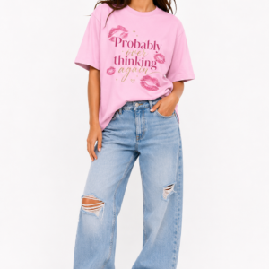 StitchVaults™ Probably Overthinking Again Oversized Graphic T-Shirt