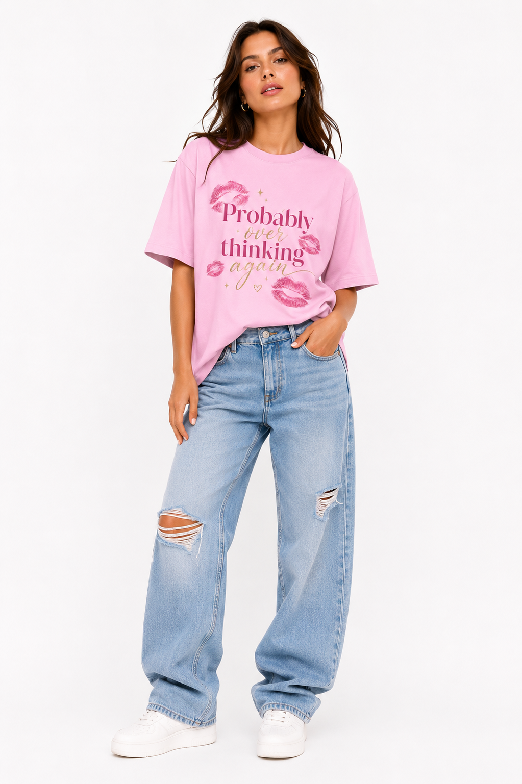 StitchVaults™ Probably Overthinking Again Oversized Graphic T-Shirt