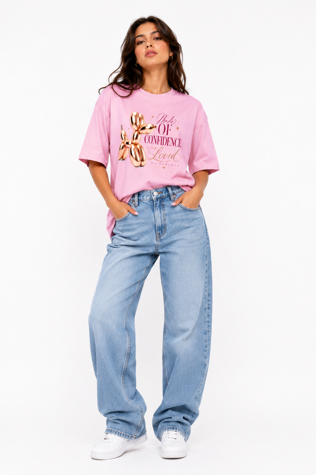 StitchVaults™ Made of Confidence Oversized Graphic T-Shirt
