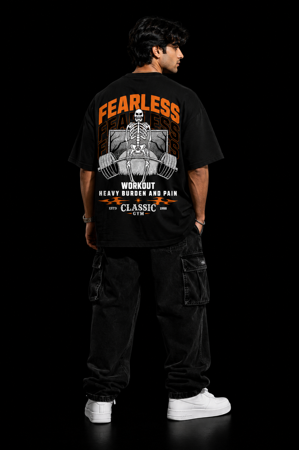 StitchVaults™ Fearless Heavy Lifter Oversized Gym T-Shirt – No Pain No Excuses Edition - Image 2