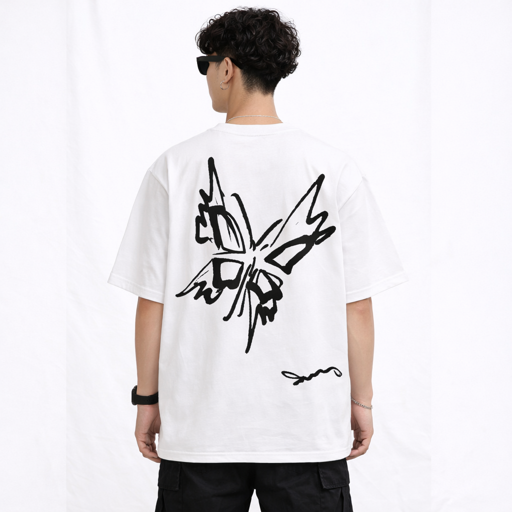 Minimal Butterfly Graphic T-Shirt – Aesthetic Streetwear Black Tee - Image 7