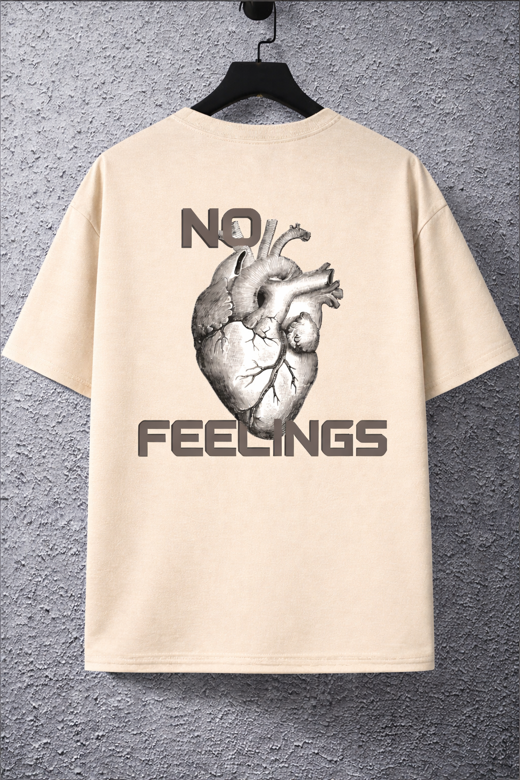 No Feelings Anatomical Heart White Oversized Graphic T-Shirt | StitchVaults™ - Image 4