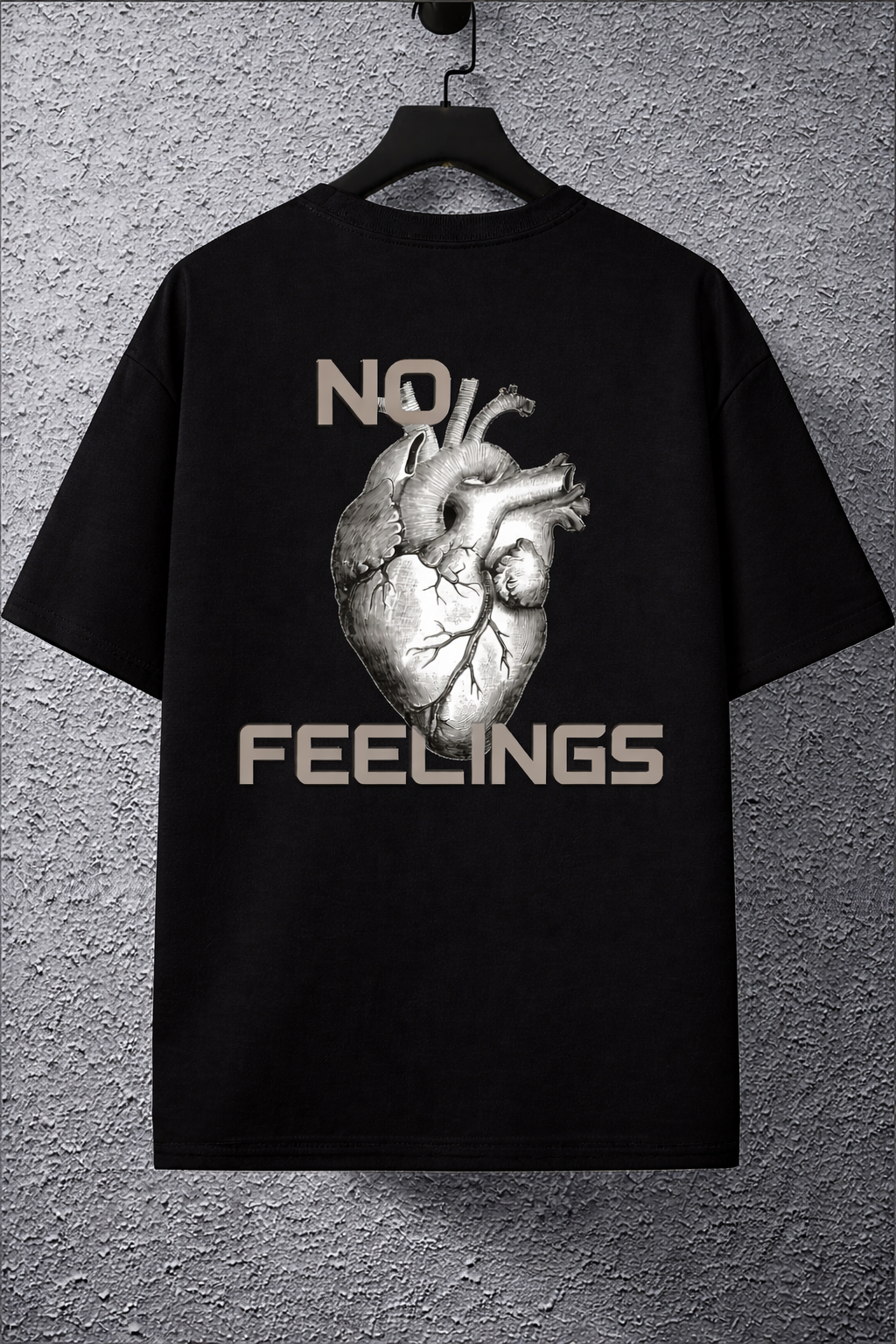 No Feelings Anatomical Heart White Oversized Graphic T-Shirt | StitchVaults™ - Image 3
