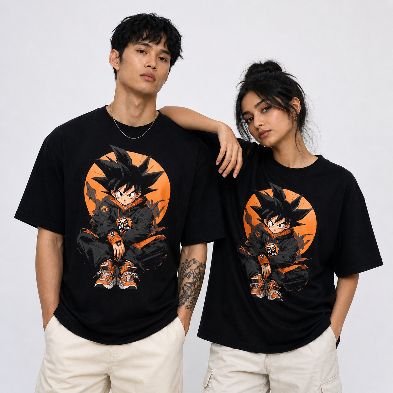 Urban Warrior Goku Oversized T-Shirt - Streetwear Anime Graphic Tee