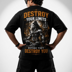 StitchVaults™ Destroy Your Limits Oversized T-Shirt – Lord Shiva Motivation