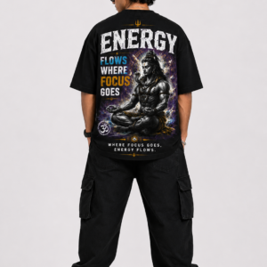 StitchVaults™ Energy Flows Where Focus Goes Oversized T-Shirt – Mahadev Legacy™