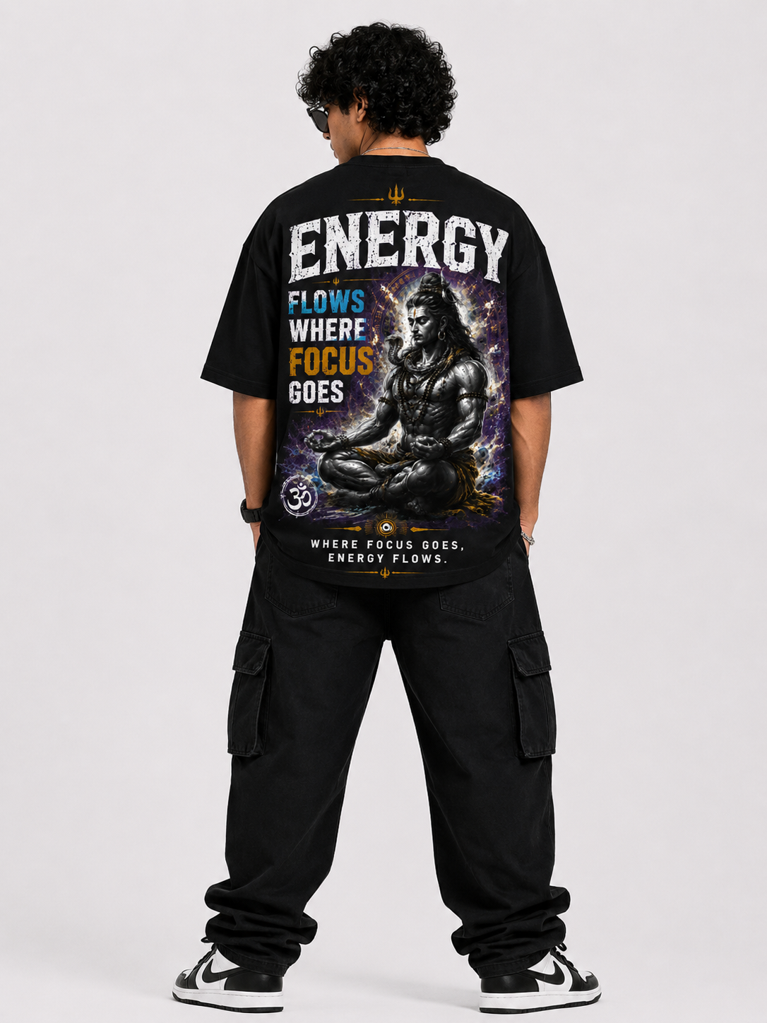 StitchVaults™ Energy Flows Where Focus Goes Oversized T-Shirt – Mahadev Legacy™