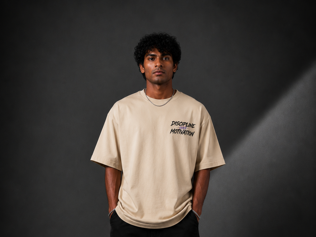 StitchVaults™ Discipline Over Motivation Oversized Gym T-Shirt for Men - Image 3