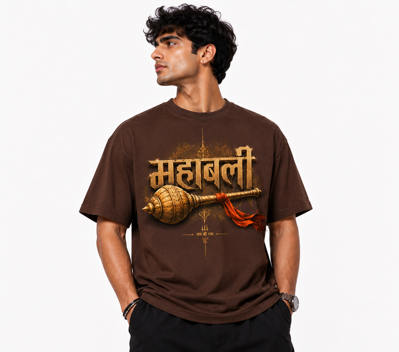 StitchVaults™ Mahabali Hanuman Oversized Spiritual Graphic T-Shirt for Men - Image 4