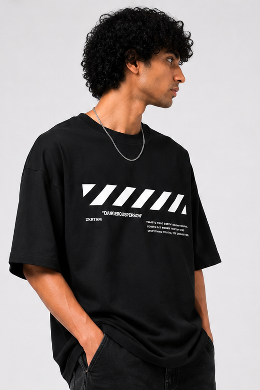 StitchVaults™ Human Being Minimal Oversized Graphic T-Shirt for Men