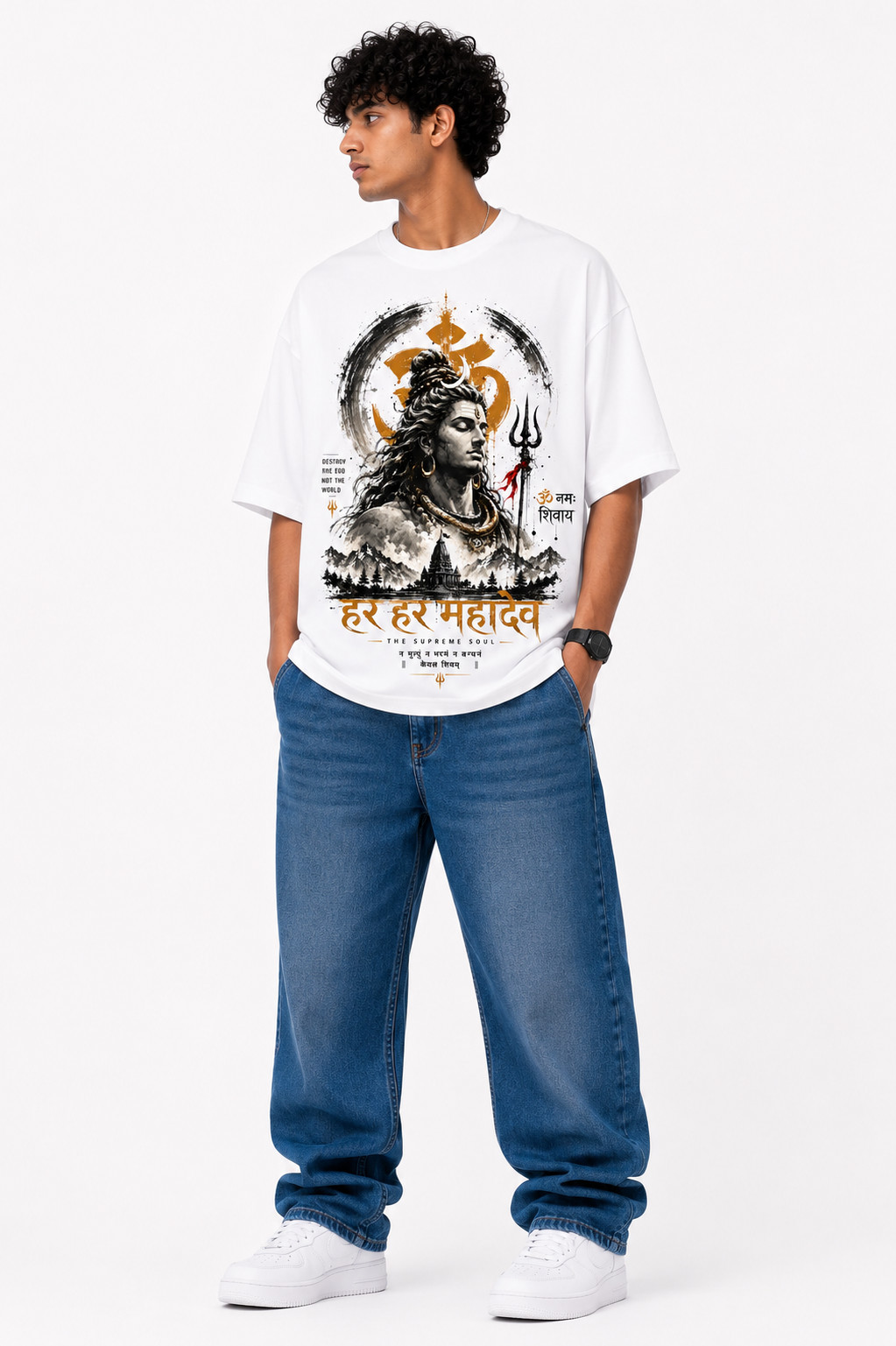 StitchVaults™ Har Har Mahadev Oversized Graphic T-Shirt – MAHADEV LEGACY™ Collection | Premium Cotton