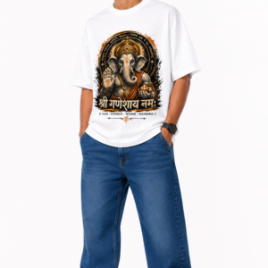 StitchVaults™ Stay Focused Let Bappa Handle the Rest Oversized Graphic T-Shirt – GANESHA LEGACY™ Collection | Premium Cotton