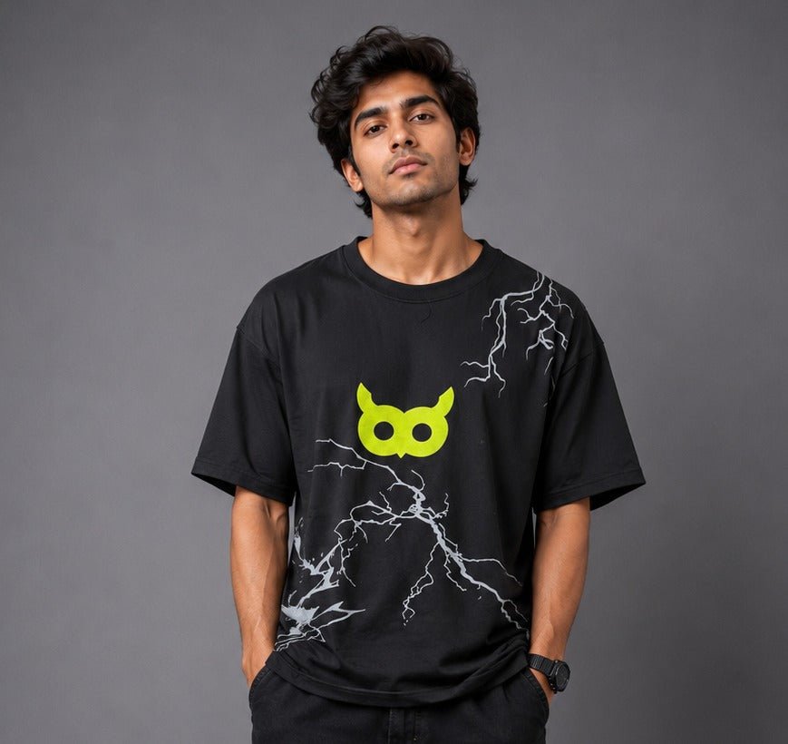 Akoom Black Oversized Unisex T-Shirt | Neon Graphic Streetwear Tee - Image 4