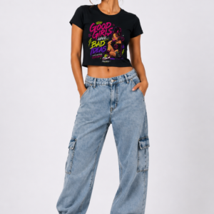 Good Girls Have Bad Ideas Women’s Black Graphic Crop Top by StitchVaults™