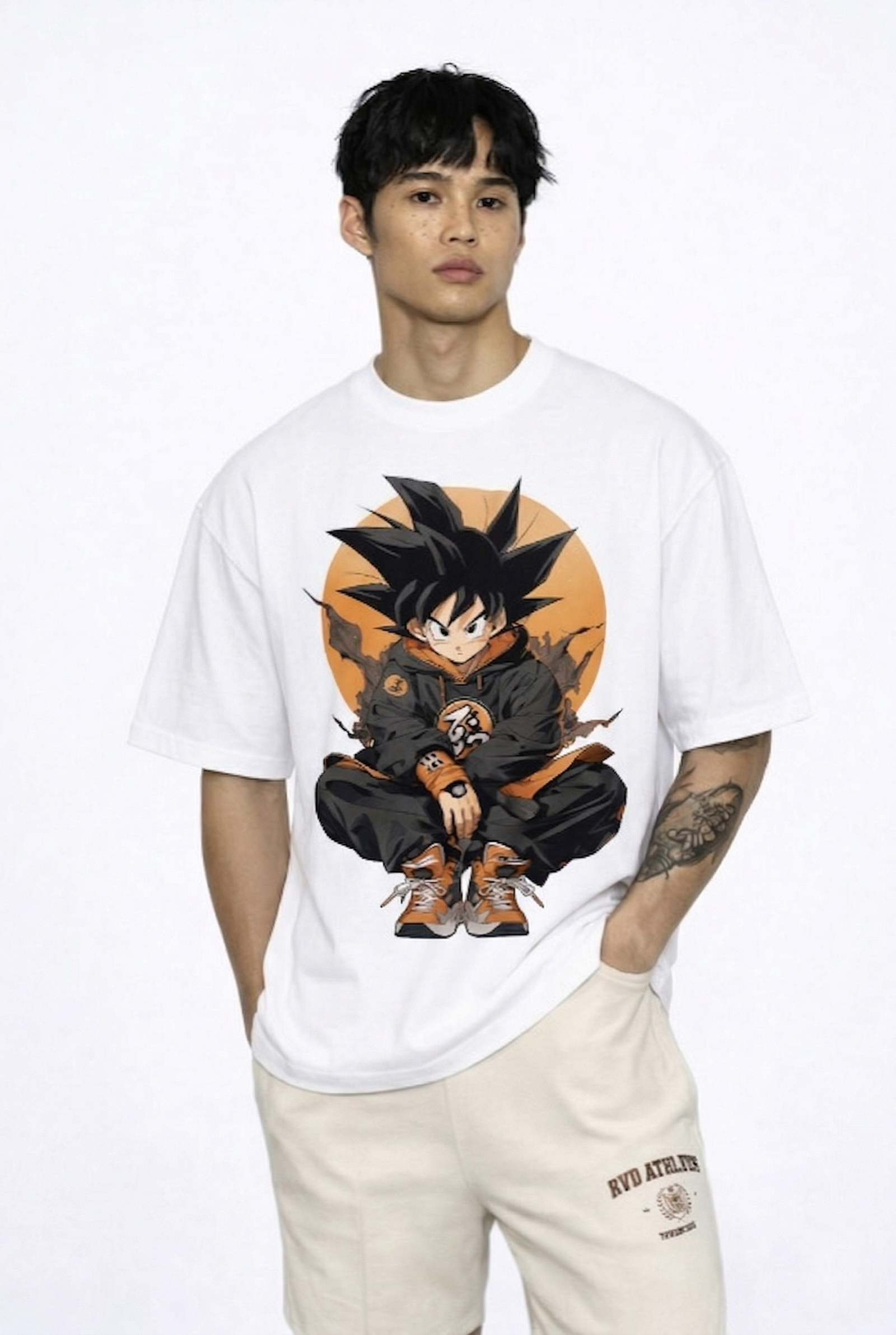 Urban Warrior Goku Oversized T-Shirt - Streetwear Anime Graphic Tee - Image 4