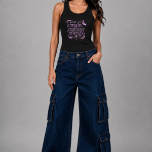 Main Character Energy Women’s Black Graphic Tank Top | StitchVaults™