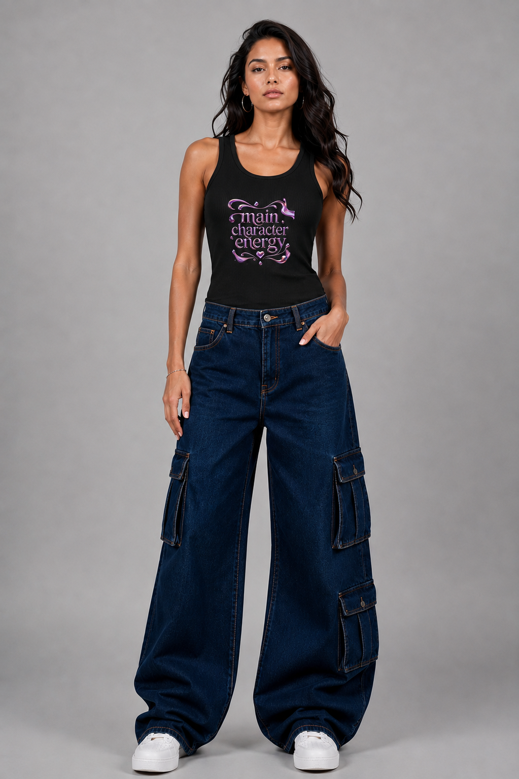 Main Character Energy Women’s Black Graphic Tank Top | StitchVaults™