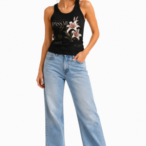 Pass Me By Women’s Black Floral Tank Top
