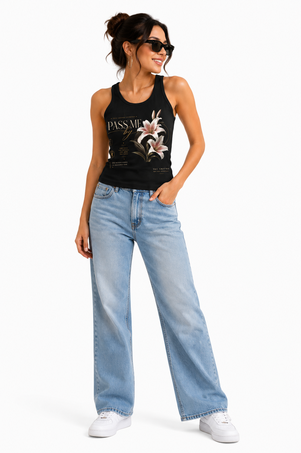 Pass Me By Women’s Black Floral Tank Top