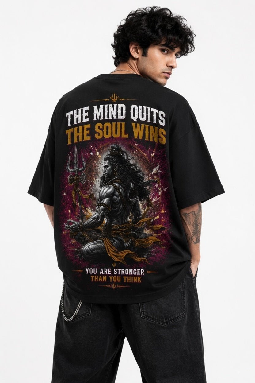 StitchVaults™ The Mind Quits The Soul Wins Oversized Graphic T-Shirt