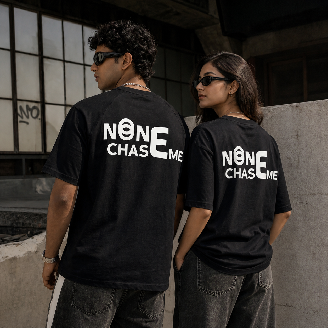 NONE CHASE ME Oversized Streetwear T-Shirt - Premium Heavyweight Cotton