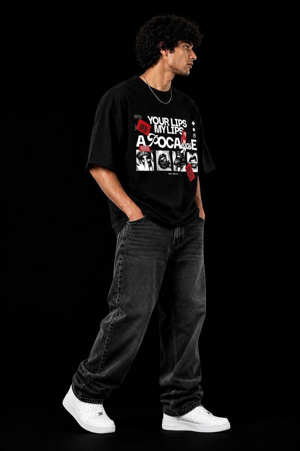 APOCALYPSE VIBES™ Oversized Graphic Streetwear Tee – Black Edition - Image 3