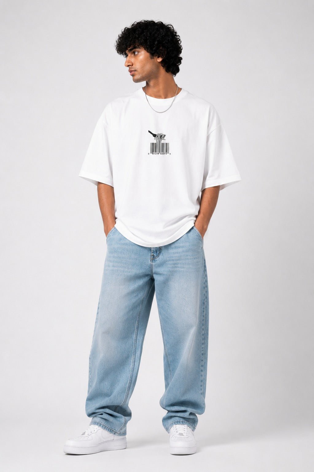 HUMAN BEING™ Oversized Minimal Streetwear Tee – White Edition