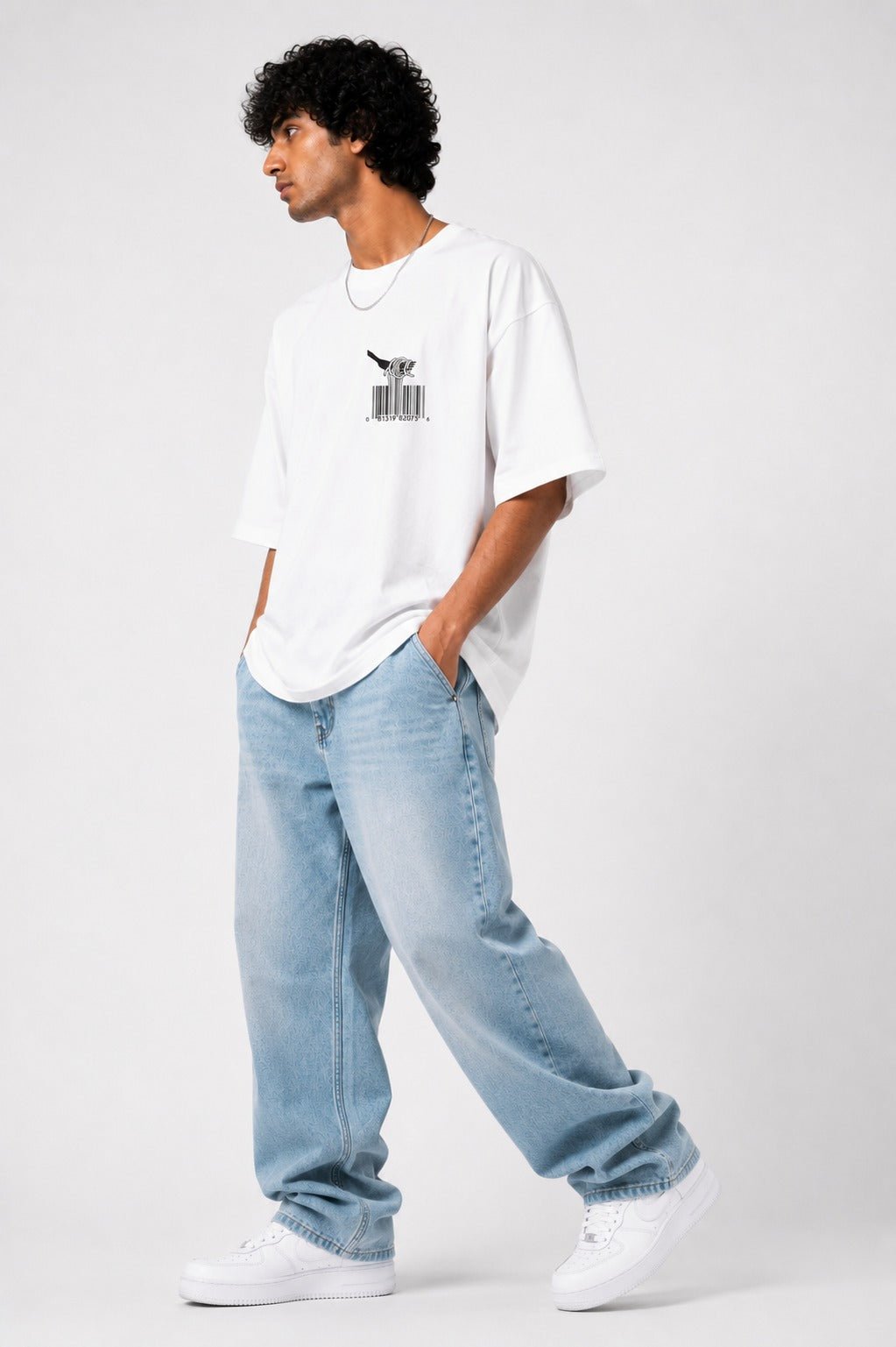 HUMAN BEING™ Oversized Minimal Streetwear Tee – White Edition - Image 2