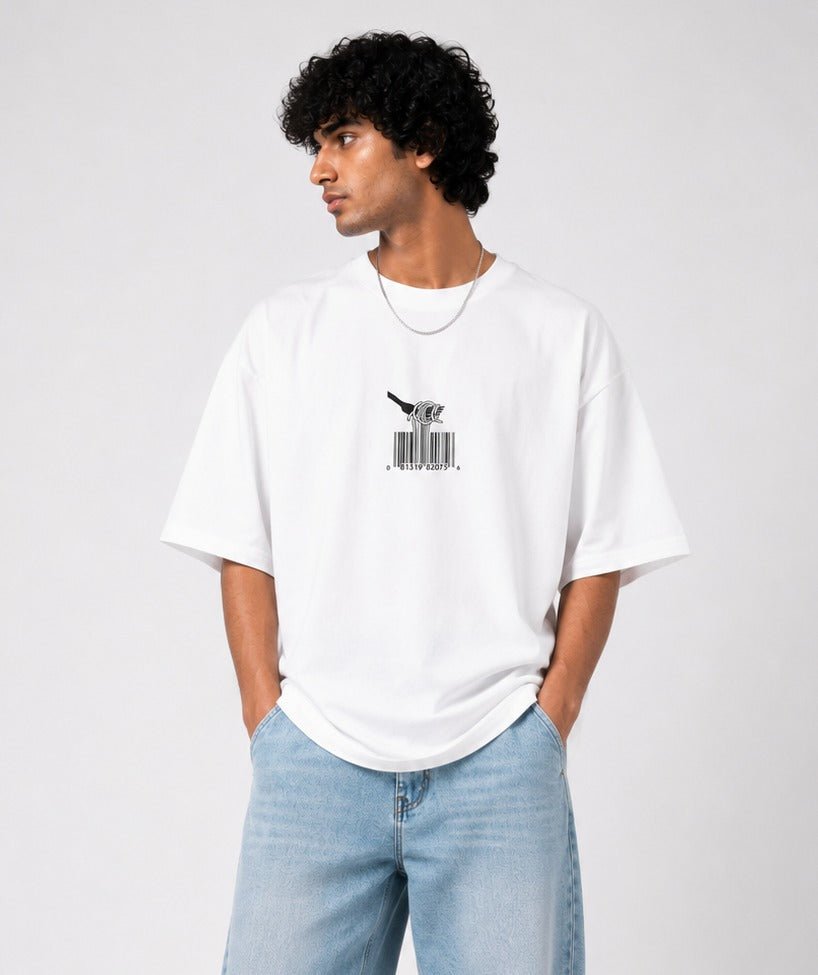 HUMAN BEING™ Oversized Minimal Streetwear Tee – White Edition - Image 3