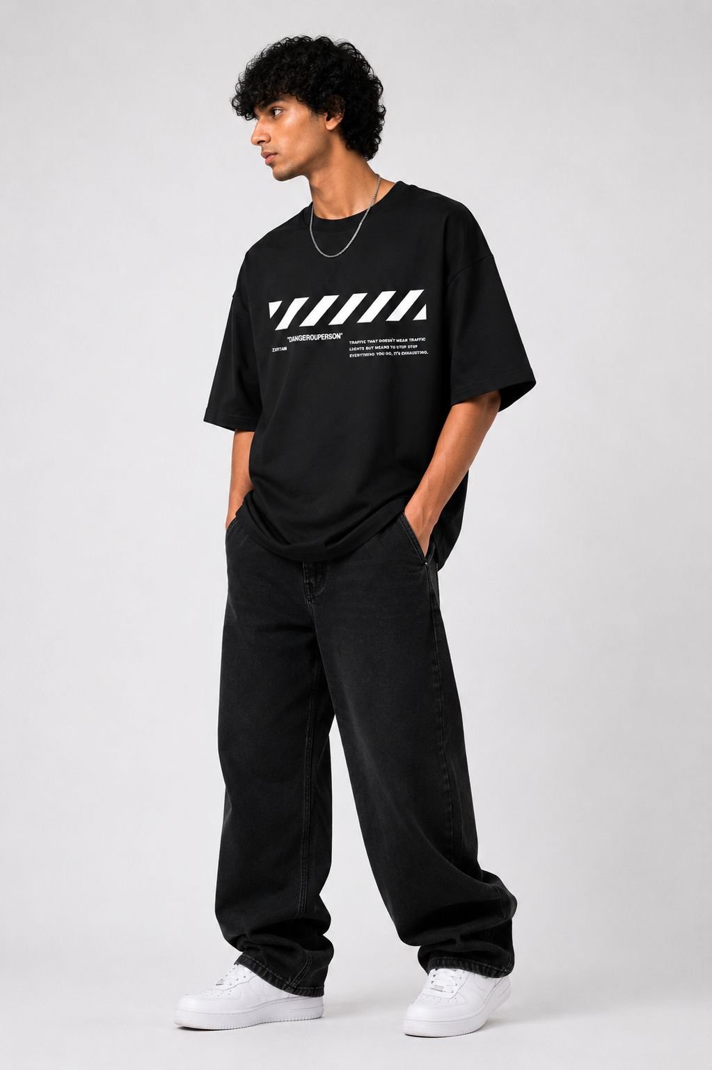 DANGEROUS PERSON™ Oversized Minimal Streetwear T-Shirt – Black - Image 3